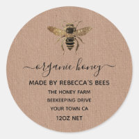 Organic Kraft Paper Honey Jar Labels | Honeybee