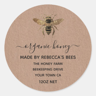 Organic Kraft Paper Honey Jar Labels | Honeybee