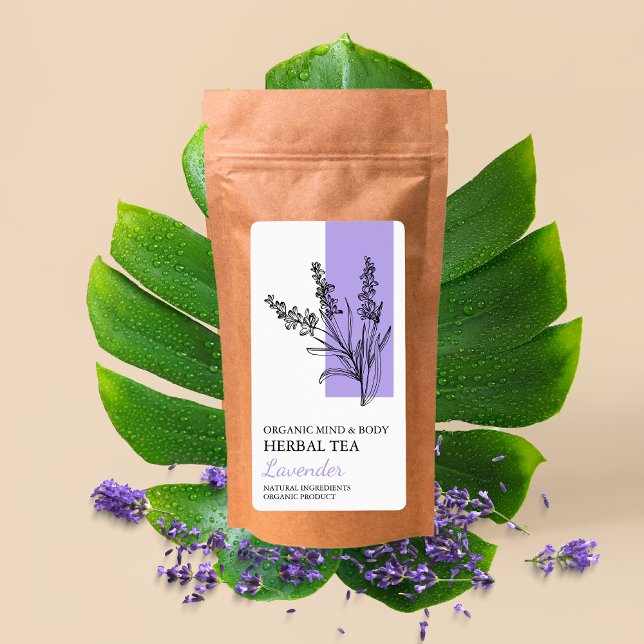 Organic Lavender Herbal Tea Business Label (Creator Uploaded)