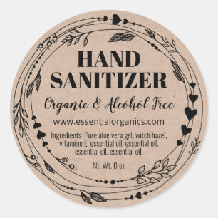 Organic Leaves Homemade Hand Sanitizer Labels