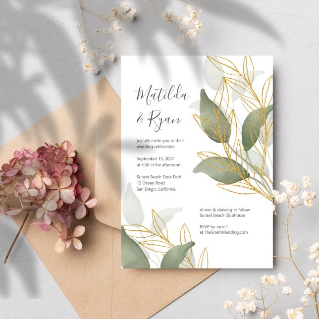 Organic Leaves Wedding Invitation (Creator Uploaded)