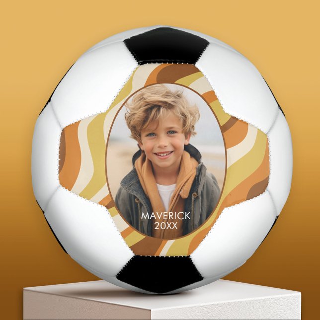 Organic Line Abstract Art - 1 Photo - Honey Colour Football (Custom Soccer Ball)