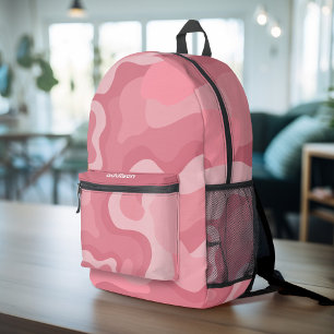 Organic Line Abstract Art - Rose and Mauve Printed Backpack
