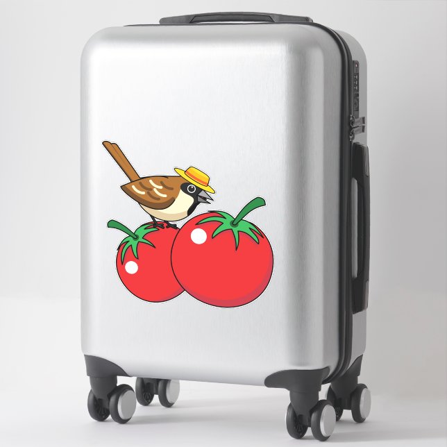 Organic Lover Sparrow Eating Red Tomato (Suitcase)
