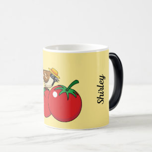 Organic Lover Sparrow Eating Red Tomato   Add Name Magic Mug