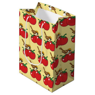 Organic Lover Sparrow Eating Red Tomato Medium Gift Bag
