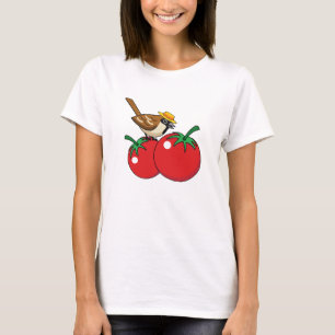 Organic Lover Sparrow Eating Red Tomato T-Shirt