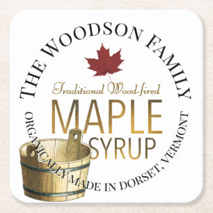 Organic Maple Syrup Coaster Promotion Gold Bucket