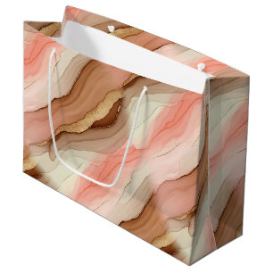 Organic Marble Texture with Burnt Earth and Gold Large Gift Bag