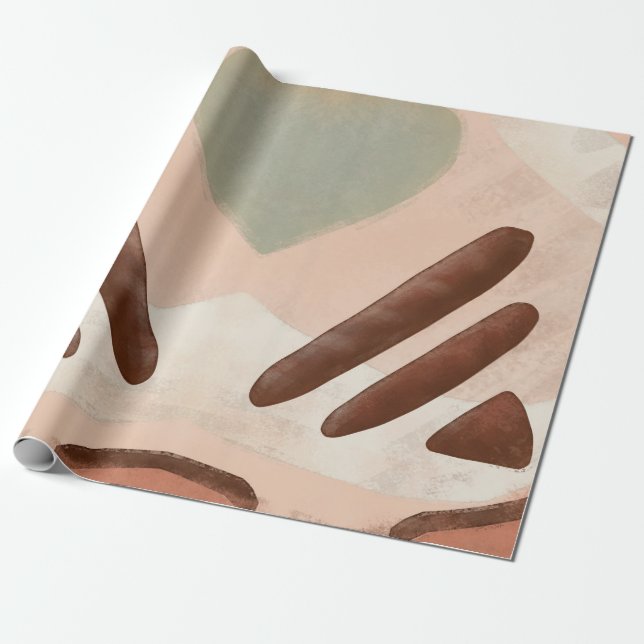 Organic Mid Century Modern Abstract Art Decoupage Wrapping Paper (Unrolled)