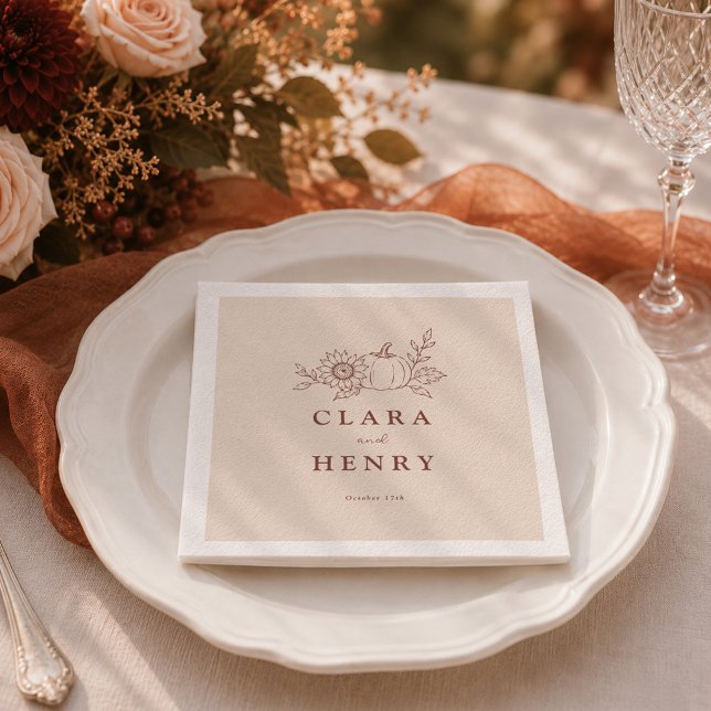 Organic Minimalist Pumpkin Fall Wedding Napkin (Creator Uploaded)