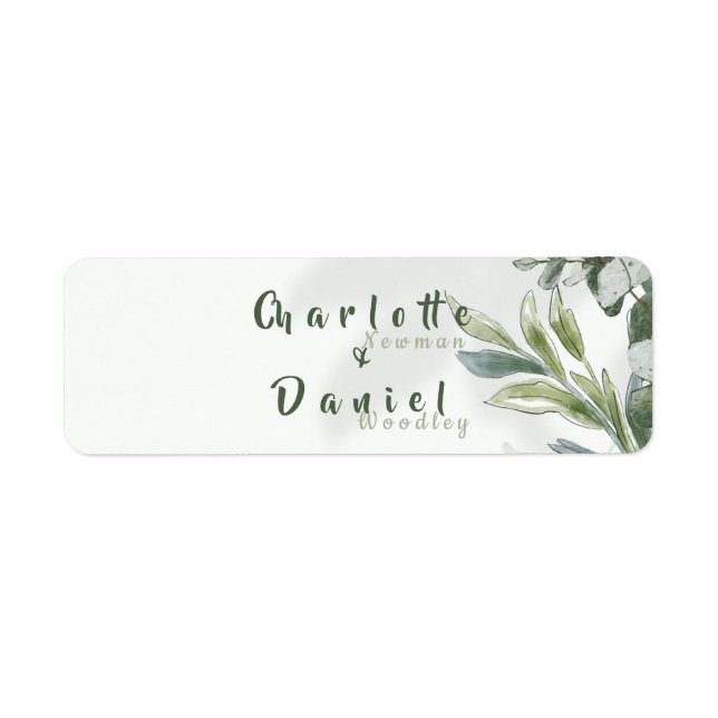 Organic Modern Botanical Wedding Address Label (Front)