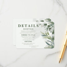 Organic Modern Botanical Wedding Enclosure Card
