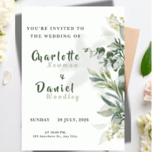 Organic Modern Botanical Wedding Invitation