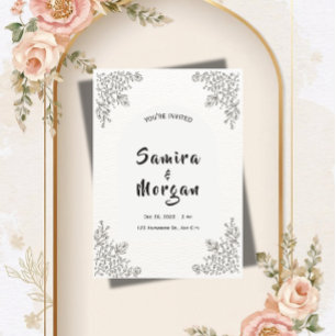 Organic Modern Botanical Wedding Invitation