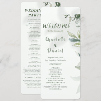 Organic Modern Botanical Wedding Program Card