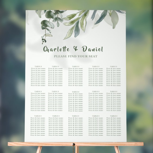 Organic Modern Botanical Wedding Seating Chart  (Neutral)