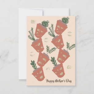 Organic Modern Garden Terracotta Pots Brush Stroke Card