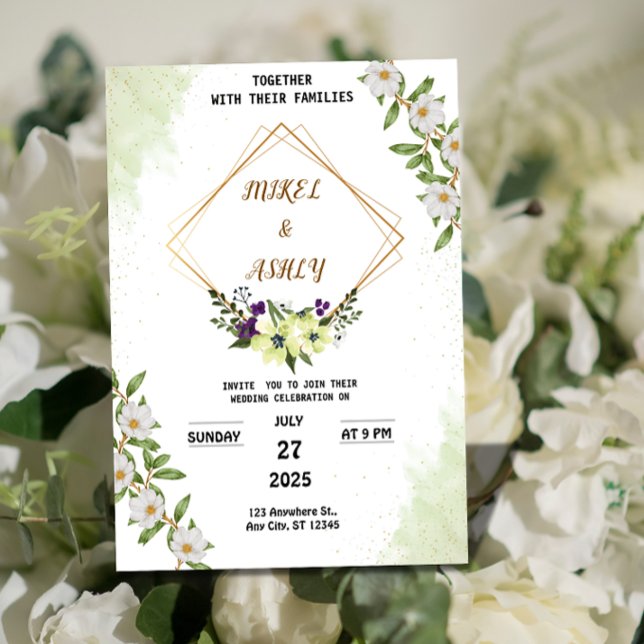 Organic Modern Wedding Invitation Suite, Elegant  ("Modern love deserves a modern invite. Clean, chic, and completely you.")