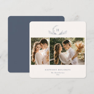 Organic Monogram 2 Photo  Holiday Card
