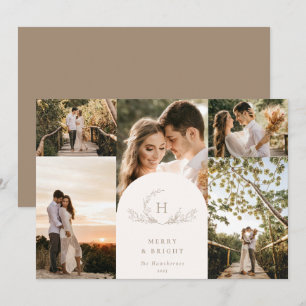 Organic Monogram 5 Photo Holiday Card