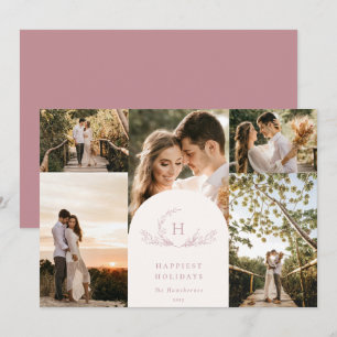 Organic Monogram 5 Photo Holiday Card