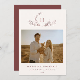 Organic Monogram Photo Holiday Card