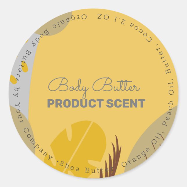 Organic Motif Leaf Body Butter Bath Soap Branding Classic Round Sticker (Front)