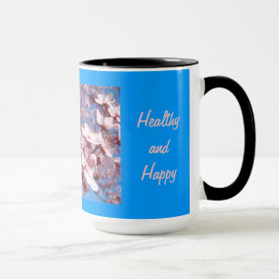 Organic Mummy Coffee Mugs Blue Sky Pink Blossoms