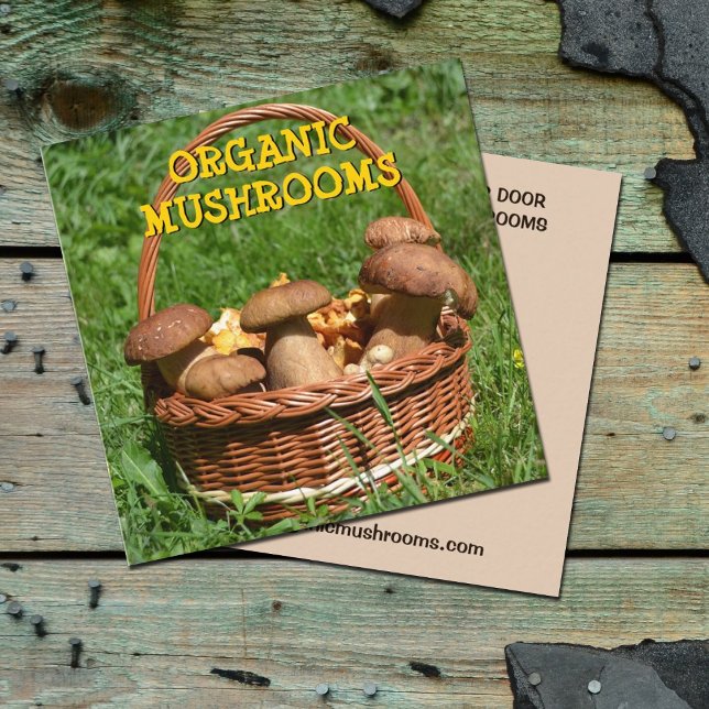 Organic Mushrooms Delivery,  Farm Square  Business Card (Creator Uploaded)