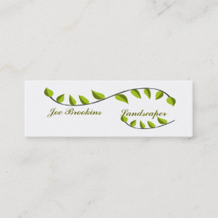 Organic Natural Green Leaf Illustration Mini Business Card