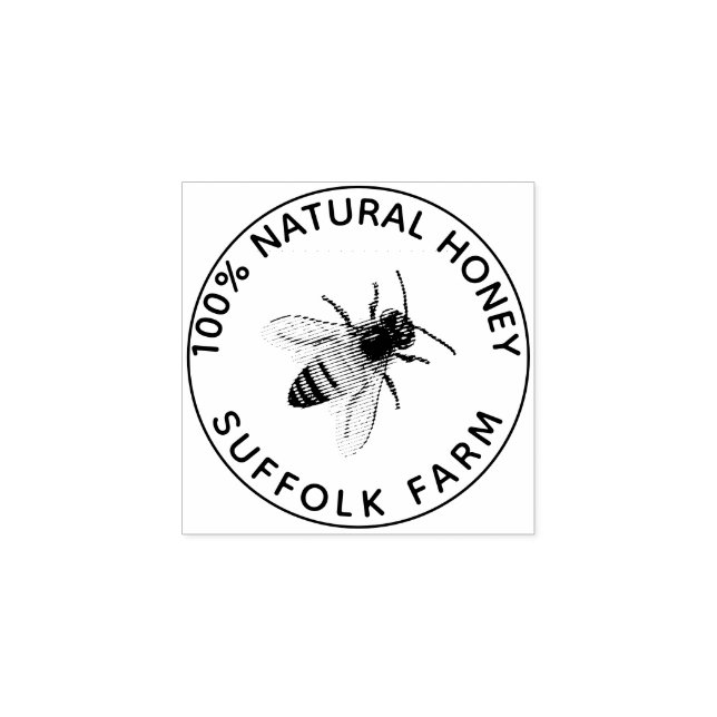 Organic Natural Honey Bee Simple  Rubber Stamp (Imprint)
