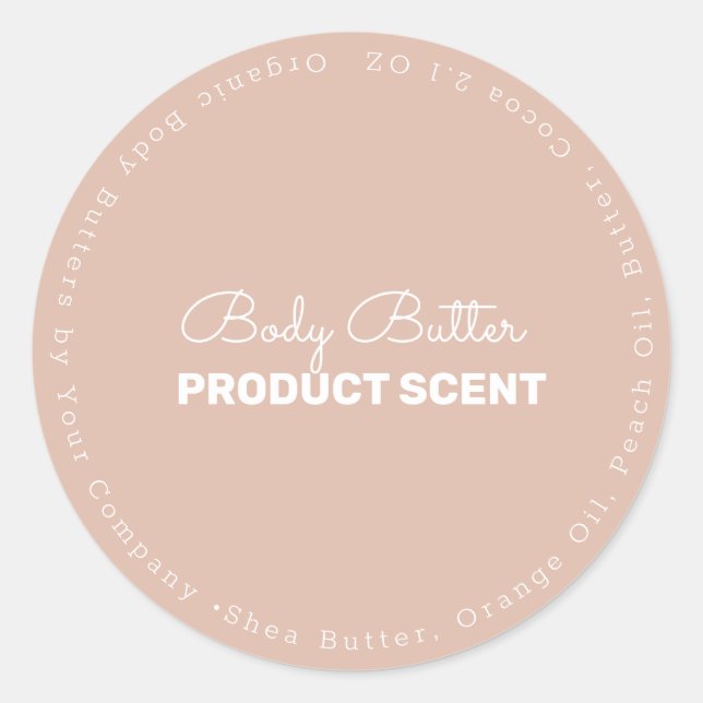 Organic Neutral Body Butter Bath Soap Branding Classic Round Sticker (Front)