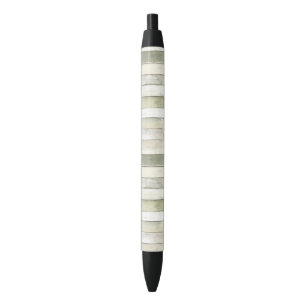 Organic Olive Ivory Faux Wood Stripes Christmas Black Ink Pen