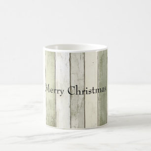 Organic Olive Ivory Faux Wood Stripes Christmas Coffee Mug