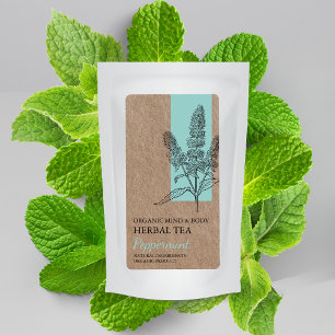 Organic Peppermint Herbal Tea Kraft Business Label