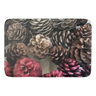 Organic Pine Cone Holiday Ornaments Painting Bath Mat