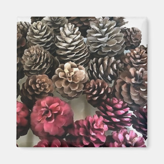 Organic Pine Cone Holiday Ornaments Painting Magnet