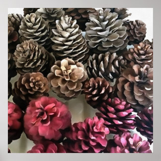 Organic Pine Cone Holiday Ornaments Poster