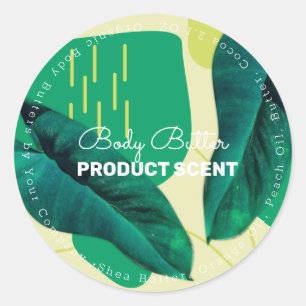 Organic Plant Leaf Body Butter Bath Soap Branding Classic Round Sticker