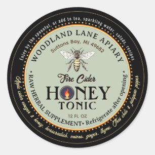 Organic Raw Fire Cider Honey Thai Chilli Queen Bee Classic Round Sticker