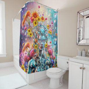Organic Robot Shower Curtain