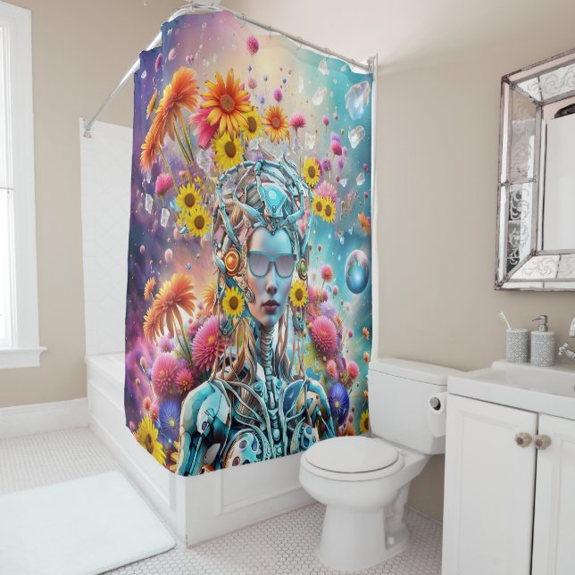Organic Robot Shower Curtain (In Situ)