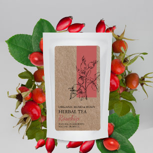Organic Rosehip Herbal Tea Kraft Business Label