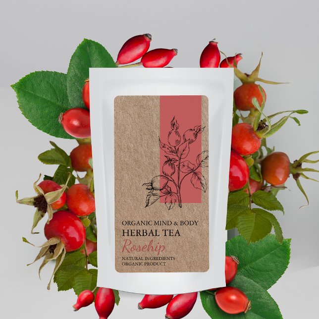 Organic Rosehip Herbal Tea Kraft Business Label (Creator Uploaded)