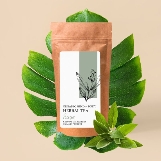 Organic Sage Herbal Tea Business Label (Creator Uploaded)