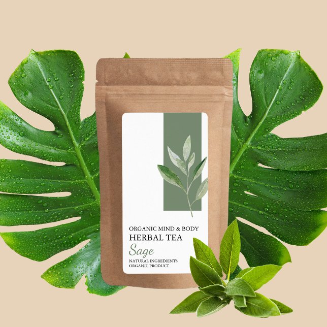 Organic Sage Herbal Tea Business Label (Creator Uploaded)