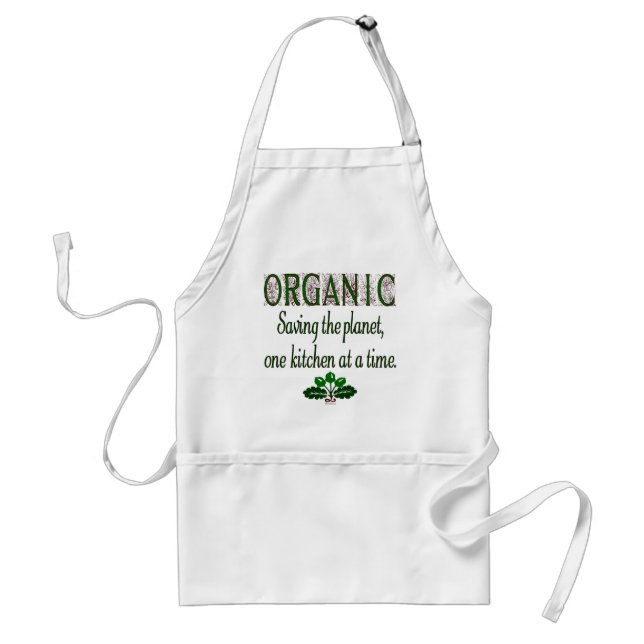 Organic Saving the Planet Green Saying Apron (Front)