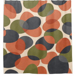 Organic Shape, Warm Minimal Abstract Pattern Shower Curtain