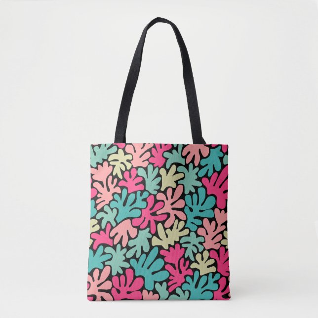 Organic Shapes Abstract 240822 - Colours on Black Tote Bag (Front)